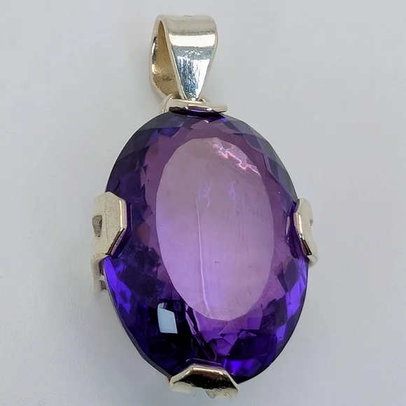 Large Natural Amethyst S925 Sterling Silver Pendant High Quality - Picture 3 of 8
